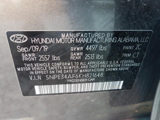 2019 HYUNDAI SONATA LIM 5NPE34AF6KH821648