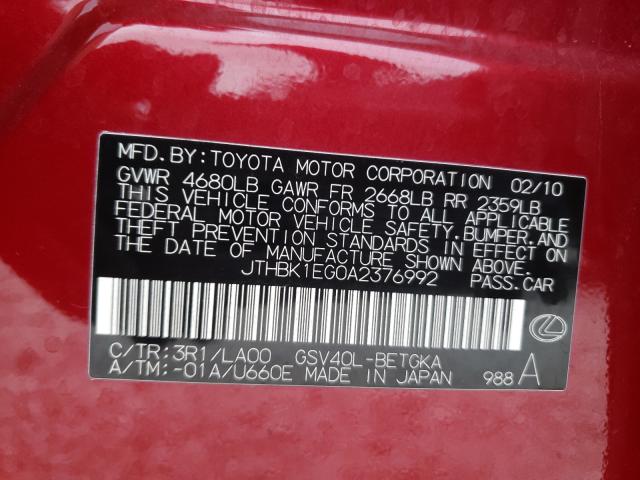 2010 LEXUS ES 350 JTHBK1EG0A2376992