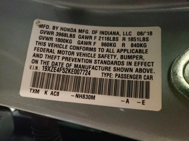 2019 HONDA INSIGHT EX 19XZE4F52KE007724