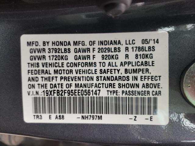2014 HONDA CIVIC EXL 19XFB2F95EE056147