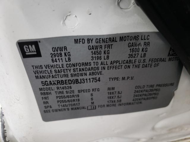 2011 BUICK ENCLAVE CX 5GAKRBED9BJ311754