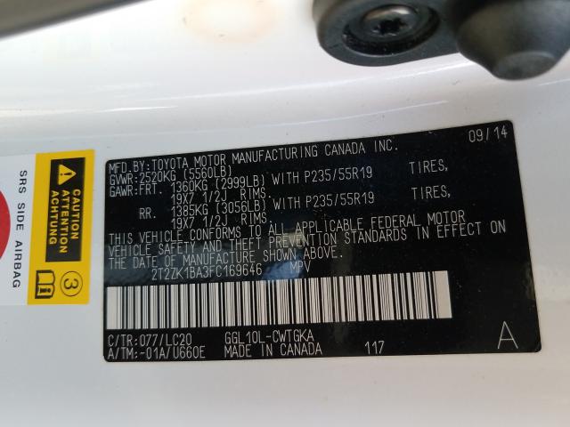 2015 LEXUS RX 350 2T2ZK1BA3FC169646