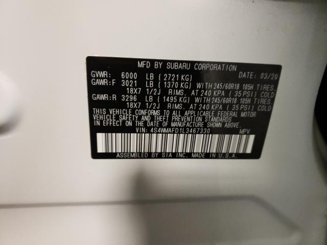 2020 SUBARU ASCENT PRE 4S4WMAFD1L3467330