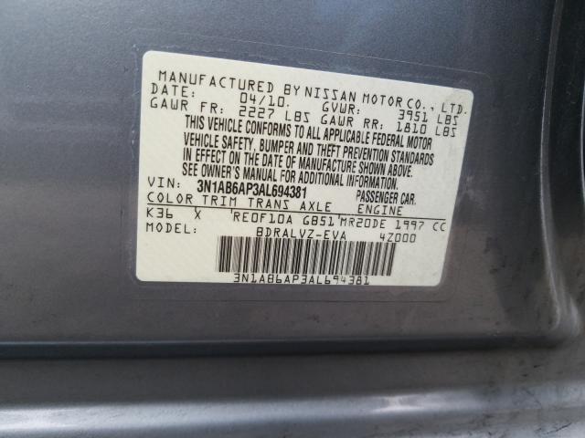 2010 NISSAN SENTRA 2.0 3N1AB6AP3AL694381