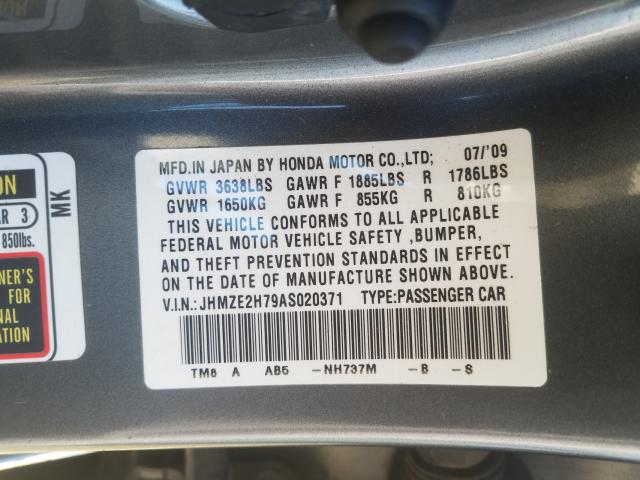 2010 HONDA INSIGHT EX JHMZE2H79AS020371