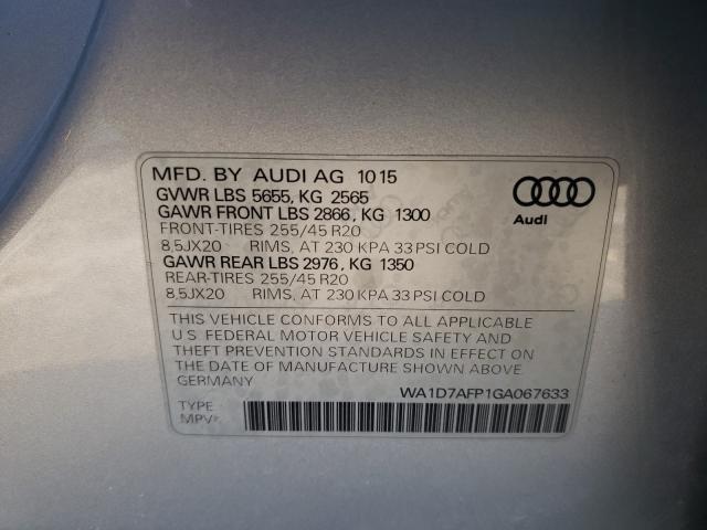 2016 AUDI Q5 PREMIUM WA1D7AFP1GA067633