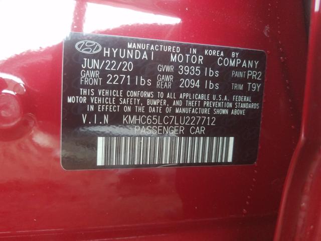 2020 HYUNDAI IONIQ BLUE KMHC65LC7LU227712