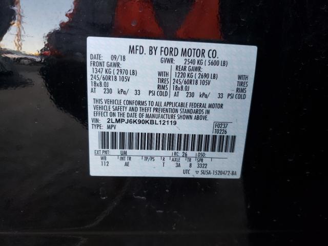 2019 LINCOLN NAUTILUS S 2LMPJ6K90KBL12119