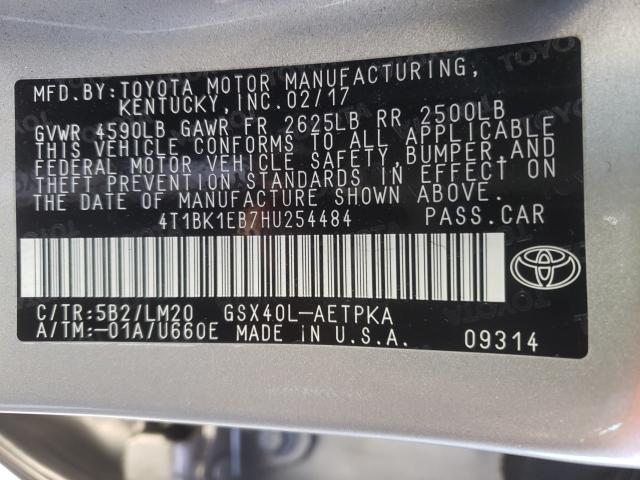 2017 TOYOTA AVALON XLE 4T1BK1EB7HU254484