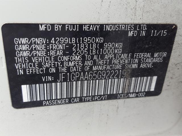 2016 SUBARU IMPREZA JF1GPAA65G9222192