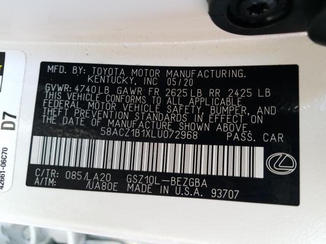 2020 LEXUS ES 350 BAS 58ACZ1B1XLU072968