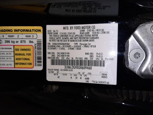 2016 LINCOLN MKZ 3LN6L2G9XGR609460