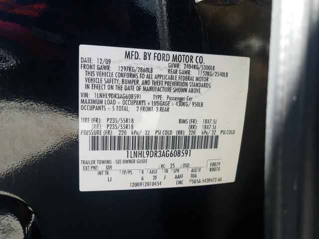 2010 LINCOLN MKS 1LNHL9DR3AG608591