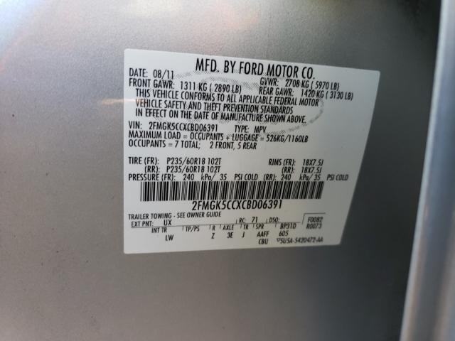 2012 FORD FLEX SEL 2FMGK5CCXCBD06391