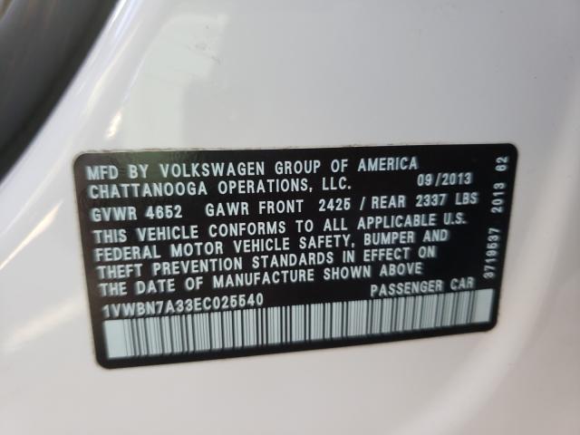 2014 VOLKSWAGEN PASSAT SE 1VWBN7A33EC025540