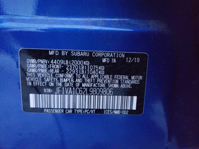 2020 SUBARU WRX PREMIU JF1VA1C62L9809806