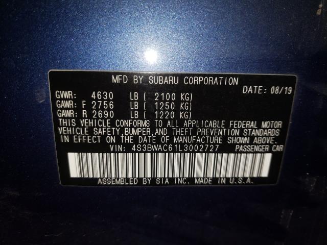 2020 SUBARU LEGACY PRE 4S3BWAC61L3002727