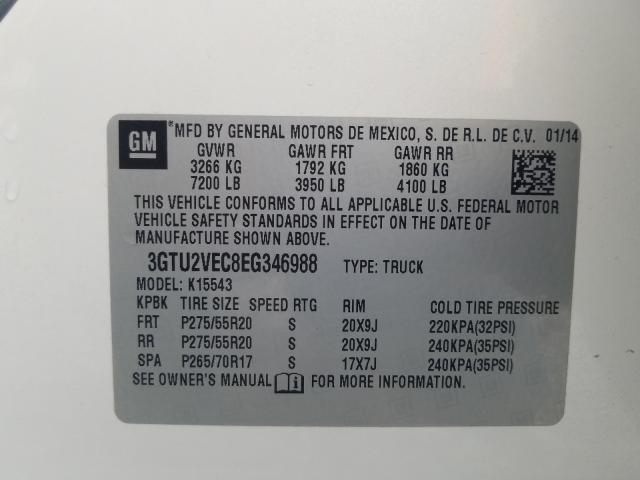 2014 GMC SIERRA K15 3GTU2VEC8EG346988