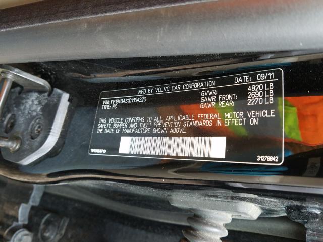 2012 VOLVO S80 3.2 YV1940AS1C1154320
