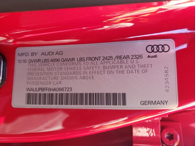2017 AUDI A3 E-TRON WAUUPBFF6HA066723
