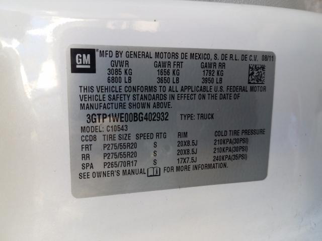 2011 GMC SIERRA C15 3GTP1WE00BG402932
