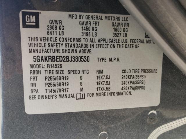 2011 BUICK ENCLAVE CX 5GAKRBED2BJ380530