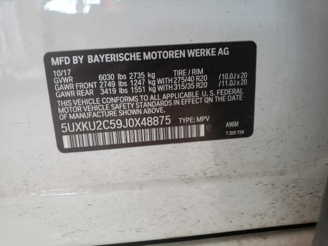 2018 BMW X6 XDRIVE3 5UXKU2C59J0X48875