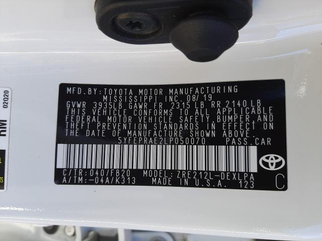 2020 TOYOTA COROLLA LE 5YFEPRAE2LP050070