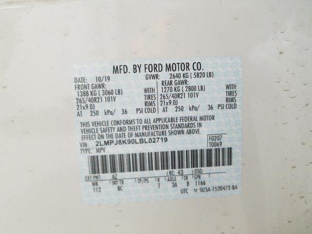 2020 LINCOLN NAUTILUS R 2LMPJ8K90LBL02719