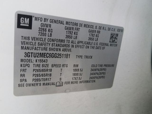 2016 GMC SIERRA K15 3GTU2MEC6GG251181