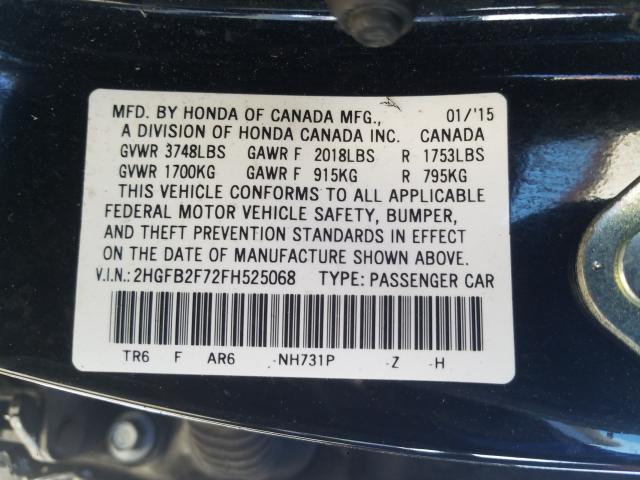 2015 HONDA CIVIC 2HGFB2F72FH525068