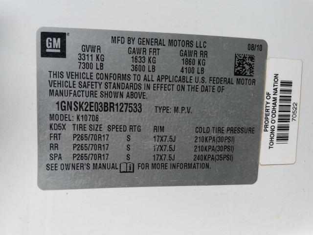 2011 CHEVROLET TAHOE SPEC 1GNSK2E03BR127533