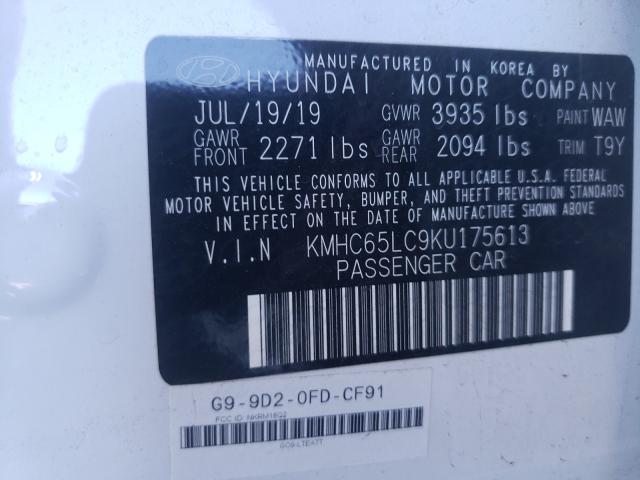 2019 HYUNDAI IONIQ BLUE KMHC65LC9KU175613