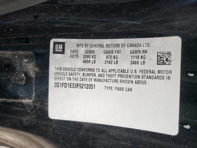 2015 CHEVROLET CAMARO LT 2G1FD1E33F9212051