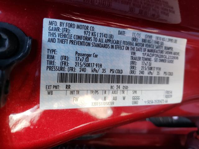 2016 FORD FOCUS TITA 1FADP3N28GL232806