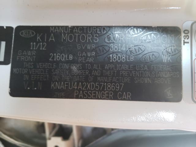 2013 KIA FORTE KNAFU4A2XD5718697