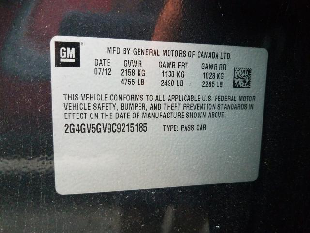 2012 BUICK REGAL GS 2G4GV5GV9C9215185