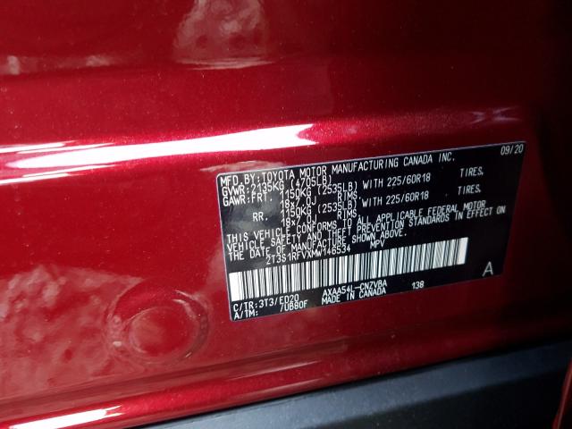 2021 TOYOTA RAV4 TRD O 2T3S1RFVXMW146534