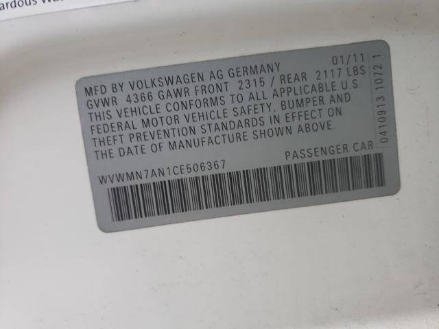 2012 VOLKSWAGEN CC SPORT WVWMN7AN1CE506367