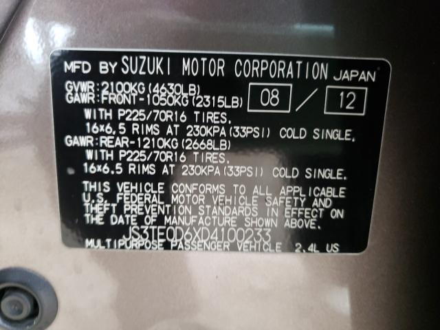 VIN JS3TE0D6XD4100233 2013 Suzuki Grand Vitara, Pre... no.10