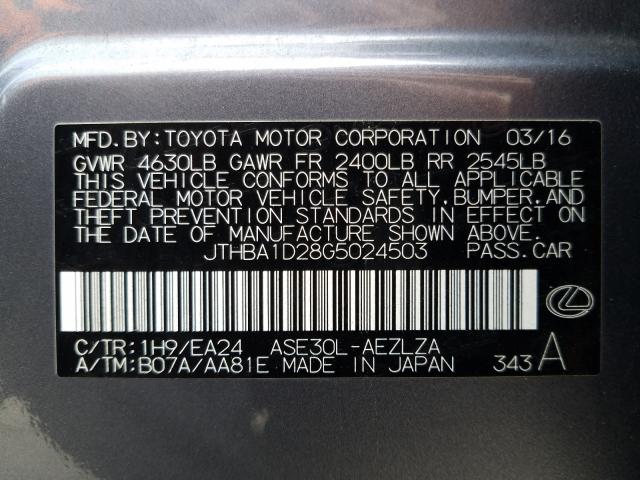 2016 LEXUS IS 200T JTHBA1D28G5024503