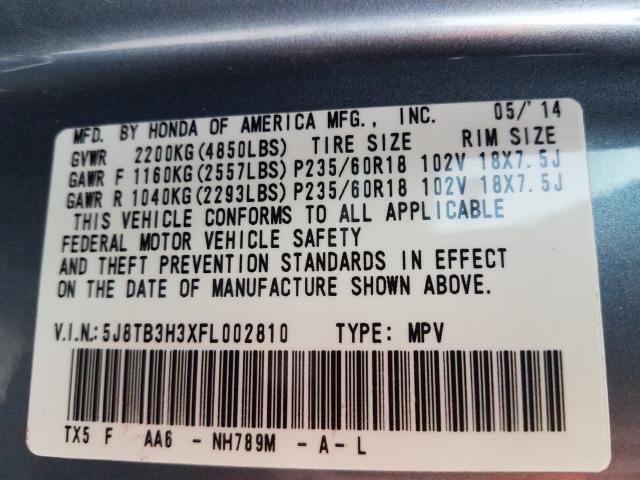 2015 ACURA RDX 5J8TB3H3XFL002810