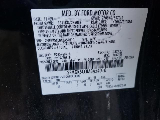 2010 FORD FLEX SEL 2FMGK5CC8ABA54010