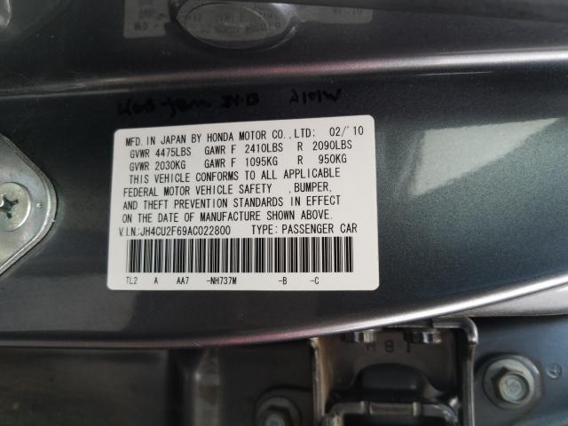 2010 ACURA TSX JH4CU2F69AC022800