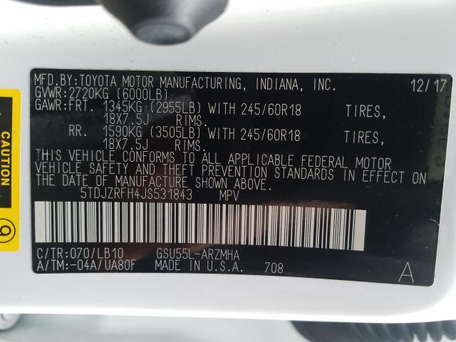 2018 TOYOTA HIGHLANDER - 5TDJZRFH4JS531843