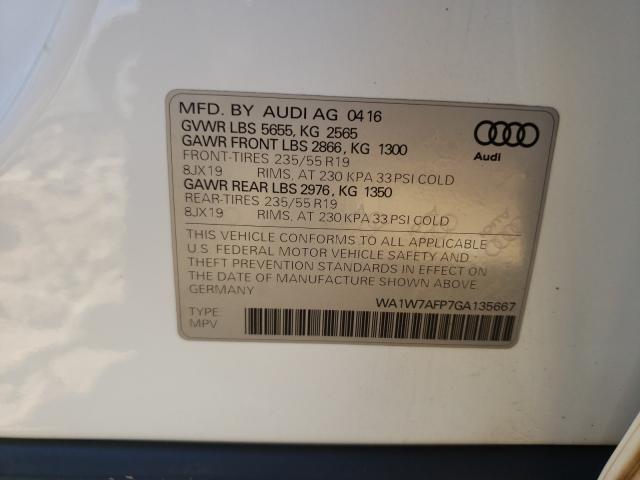 2016 AUDI Q5 PRESTIG WA1W7AFP7GA135667