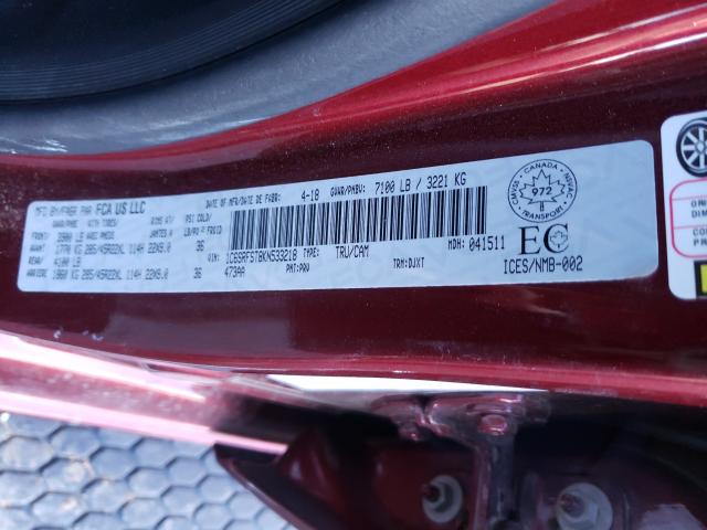 2019 RAM 1500 LONGH 1C6SRFST8KN533218