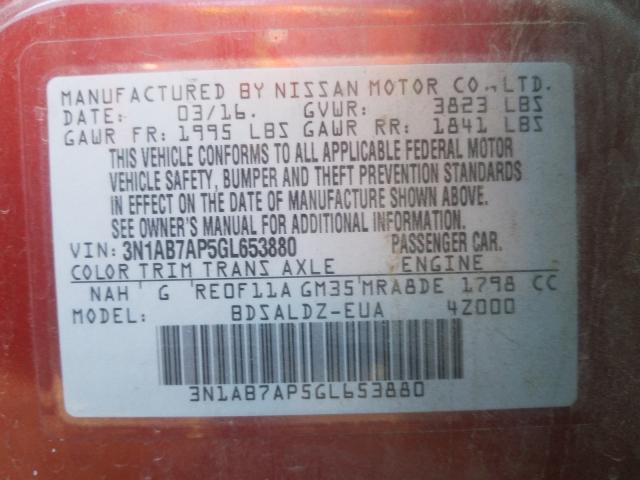 2016 NISSAN SENTRA S - 3N1AB7AP5GL653880