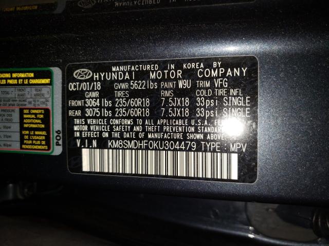 2019 HYUNDAI SANTA FE X KM8SMDHF0KU304479