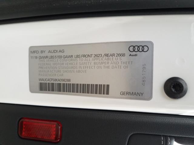 2019 AUDI S5 PRESTIG WAUC4CF58KA098288